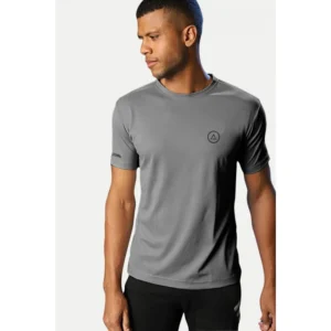 Men's Casual Half sleeve Solid Polyester Crew Neck T-shirt (Grey) - Image 6