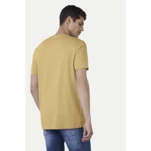 Men's Casual Half sleeve Solid Polyester Crew Neck T-shirt (Sand) - Image 2