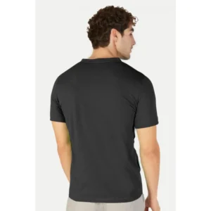 Men's Casual Half sleeve Solid Cotton Henley Neck T-shirt (Black) - Image 2