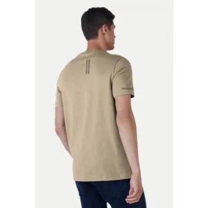 Men's Casual Half sleeve Solid Polyester Crew Neck T-shirt (Beige) - Image 2