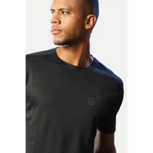 Men's Casual Half sleeve Solid Polyester Crew Neck T-shirt (Black) - Image 6