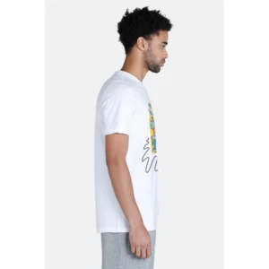 Men's Casual Half sleeve Printed Polyester Crew Neck T-shirt (White) - Image 4