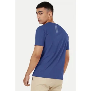 Men's Casual Half sleeve Solid Polyester Crew Neck T-shirt (Blue) - Image 2