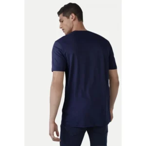 Men's Casual Half sleeve Printed Polyester Crew Neck T-shirt (Navy) - Image 2