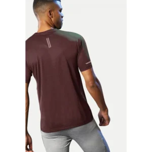 Men's Casual Half sleeve Solid Polyester Crew Neck T-shirt (Maroon) - Image 2