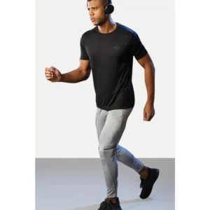 Men's Casual Half sleeve Solid Polyester Crew Neck T-shirt (Black) - Image 4