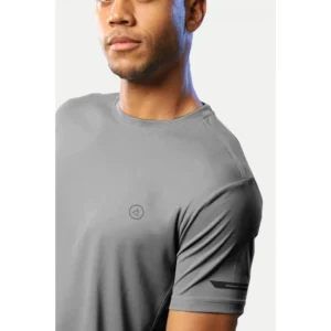 Men's Casual Half sleeve Solid Polyester Crew Neck T-shirt (Grey) - Image 4