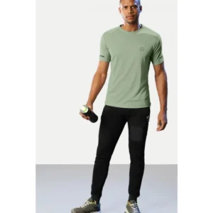 Men's Casual Half sleeve Solid Polyester Crew Neck T-shirt (Pista) - Image 3