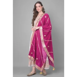 Women's Velvet Gotta Patti Dupatta (Purple, Length: 2.25 to 2.50 Mtr) - Image 3