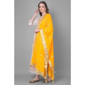 Women's Velvet Gotta Patti Dupatta (Yellow, Length: 2.25 to 2.50 Mtr) - Image 3