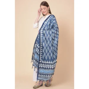 Women's Art Silk Printed Dupatta (Blue, Length: 2.25 to 2.50 Mtr) - Image 4