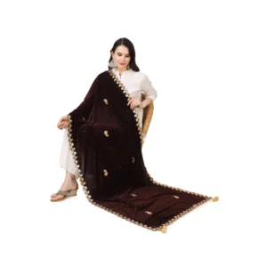 Women's Velvet Gotta Patti Dupatta (Brown, Length: 2.25 to 2.50 Mtr) - Image 2