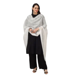 Women's Cotton Embroidered Dupatta (White, Length: 2.25 to 2.50 Mtr) - Image 2
