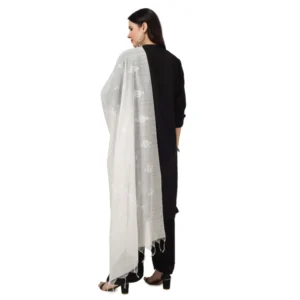 Women's Cotton Embroidered Dupatta (White, Length: 2.25 to 2.50 Mtr) - Image 3