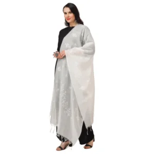 Women's Cotton Embroidered Dupatta (White, Length: 2.25 to 2.50 Mtr) - Image 5
