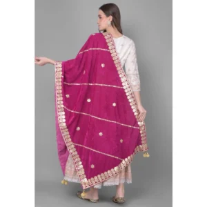 Women's Velvet Gotta Patti Dupatta (Purple, Length: 2.25 to 2.50 Mtr) - Image 4