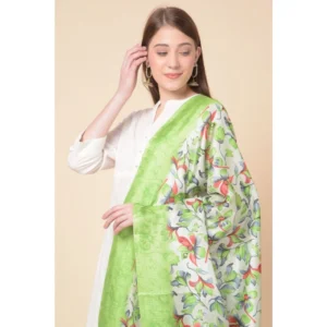 Women's Art Silk Printed Dupatta (Light Green, Length: 2.25 to 2.50 Mtr) - Image 2