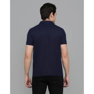 Men's Casual Half Sleeve Solid Cotton Blended Polo Neck T-shirt (Navy Blue) - Image 7