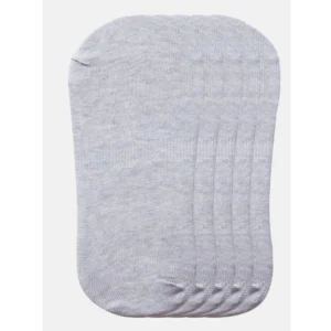 5 Pairs Unisex Casual Cotton Blended Solid No-show Socks (Light Grey) - Image 3