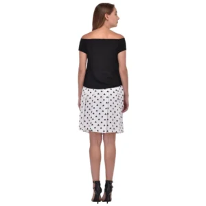 Women's Cotton Blend Solid Short Sleeves Dress (Black) - Image 2