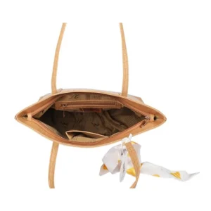 Women's Polyurethane Textured, Croc Shoulder Bag (Yellow) - Image 2