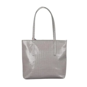 Women's Polyurethane Textured, Croc Shoulder Bag (Grey) - Image 3