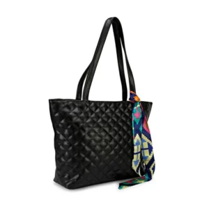Women's Polyurethane Textured  Shoulder Bag (Black) - Image 5