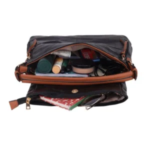 Women's Faux Leather Textured Sling Bag (Black) - Image 2