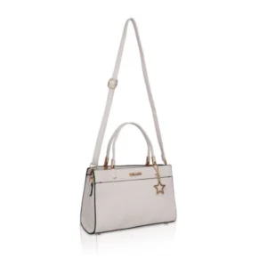 Women's Faux Leather Textured Adjustable Long Belt Handbag (White) - Image 2