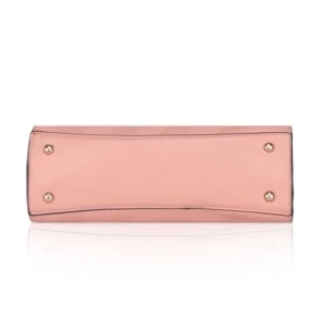 Women's Faux Leather Textured Adjustable Long Belt Handbag (Pink) - Image 3
