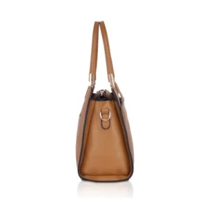Women's Faux Leather Textured Adjustable Long Belt Handbag (Brown) - Image 5