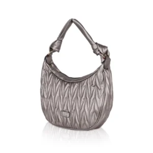 Women's Faux Leather Textured Handbag (Silver Grey) - Image 6