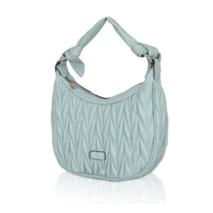 Women's Faux Leather Textured Handbag (Blue) - Image 6