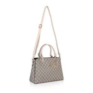 Women's Faux Leather Printed Handbag (Beige) - Image 2