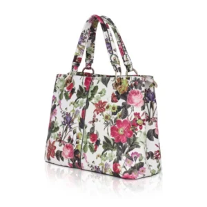 Women's Faux Leather Printed Handheld Bag (White Pink) - Image 6