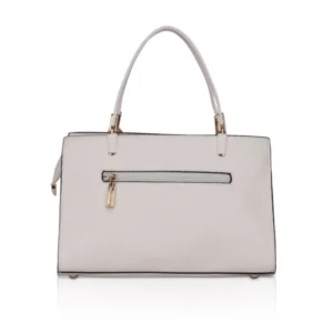 Women's Faux Leather Textured Adjustable Long Belt Handbag (White) - Image 4