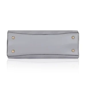 Women's Faux Leather Textured Adjustable Long Belt Handbag (Grey) - Image 3