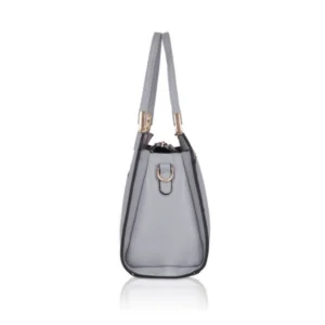 Women's Faux Leather Textured Adjustable Long Belt Handbag (Grey) - Image 4