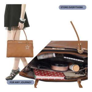Women's Faux Leather Textured Adjustable Long Belt Handbag (Brown) - Image 3