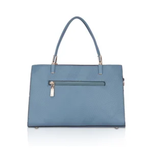 Women's Faux Leather Textured Adjustable Long Belt Handbag (Blue) - Image 4