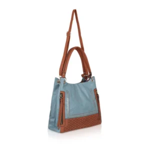Women's Faux Leather Textured Tote Bag (Grey) - Image 2