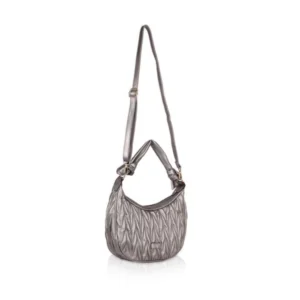 Women's Faux Leather Textured Handbag (Silver Grey) - Image 3
