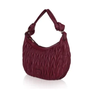 Women's Faux Leather Textured Handbag (Red) - Image 6