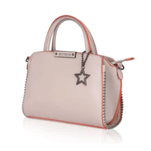 Women's Faux Leather Metal Beads Handbag (Khaki) - Image 6