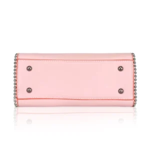 Women's Faux Leather Metal Beads Handbag (Pink) - Image 2