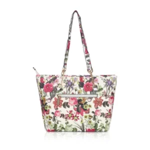 Women's Faux Leather Printed Tote Bag (White Pink) - Image 6