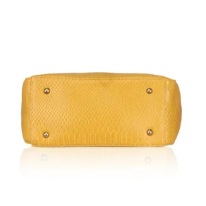 Women's Faux Leather Textured Tote Bag (Yellow) - Image 3