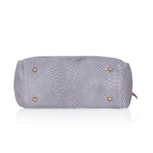 Women's Faux Leather Textured Tote Bag (Grey) - Image 3