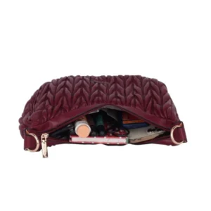 Women's Faux Leather Textured Handbag (Red) - Image 2