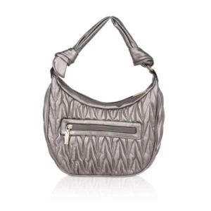 Women's Faux Leather Textured Handbag (Silver Grey) - Image 4